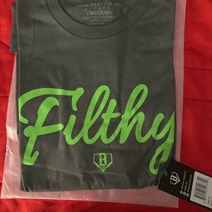 Baseball Lifestyle 101 - “Filthy”Graphic Tee - Dark Gray with Neon Green